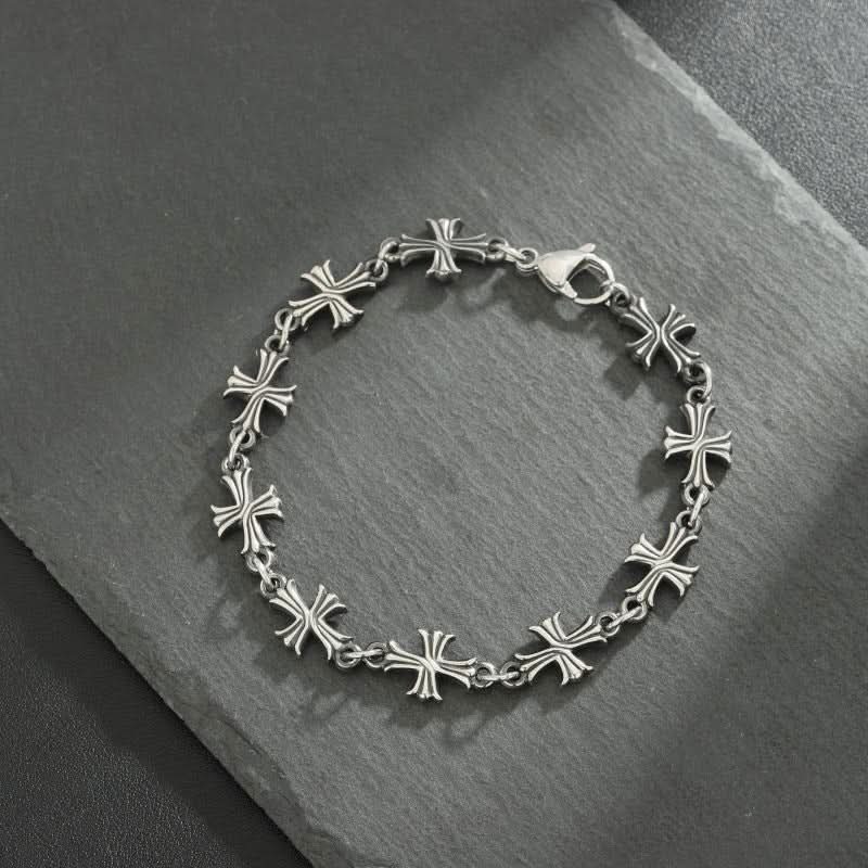 Men’s Titanium Steel Cross Bracelet – Punk Hip-Hop Chain