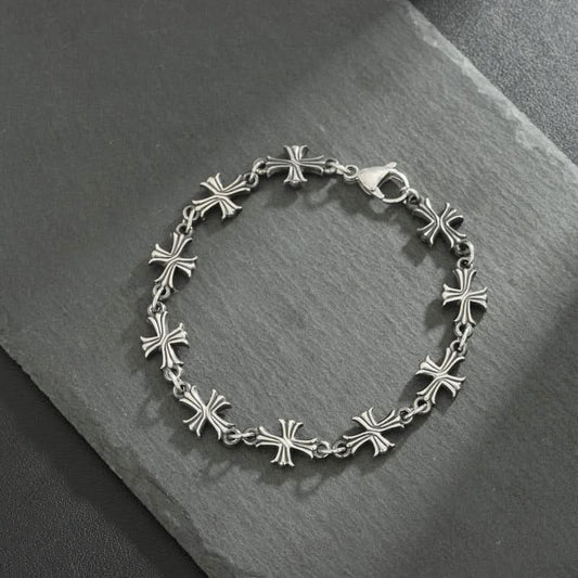 Men’s Titanium Steel Cross Bracelet – Punk Hip-Hop Chain