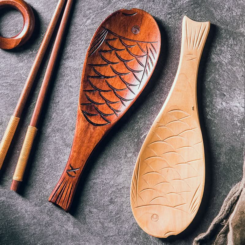 Japanese Fish-Shaped Wooden Rice Spoon