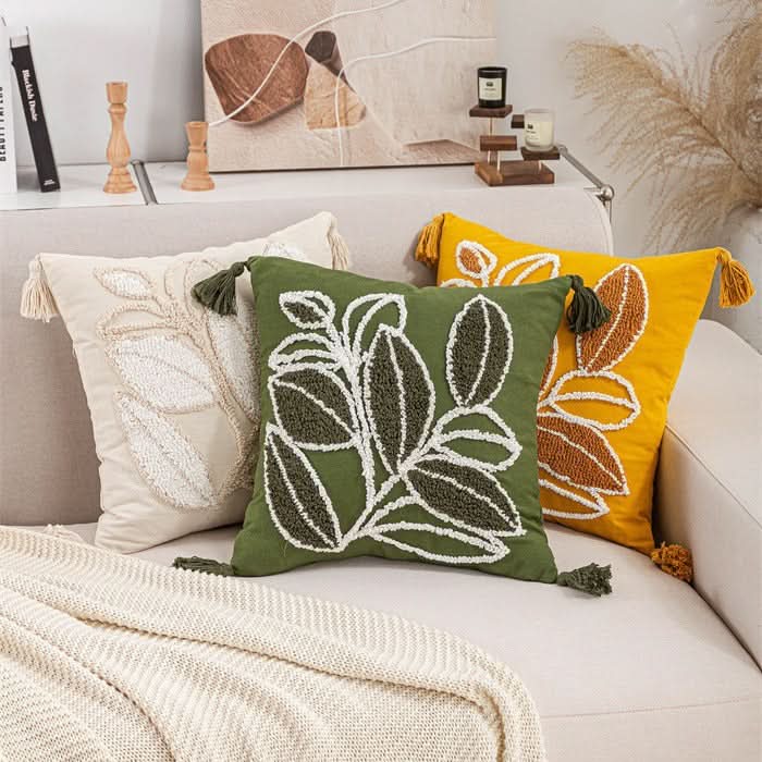 Nordic Red Leaf Velvet Pillow Cover