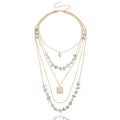 Vintage Turquoise Heart Pendant Necklace – Multi-Layer Chain Jewelry for Women