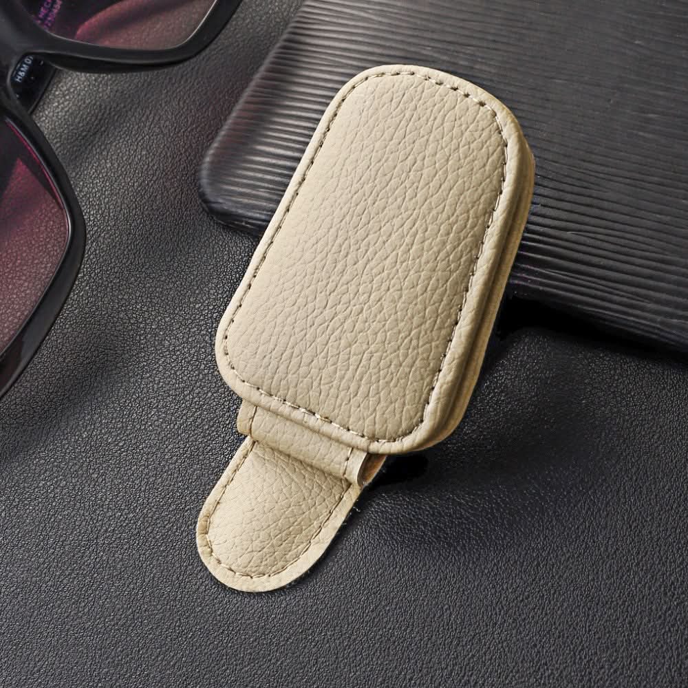 Leather Car Sun Visor Glasses Clip Holder – Oval Shape
