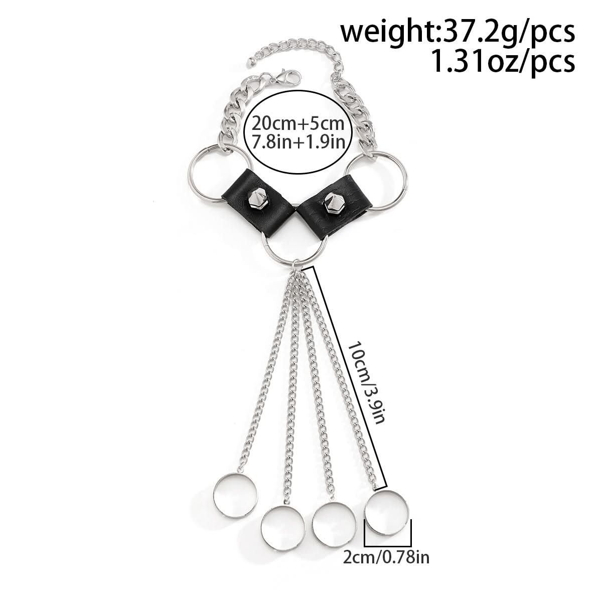 Men's Riveted Leather Chain Bracelet - Hip-Hop Style
