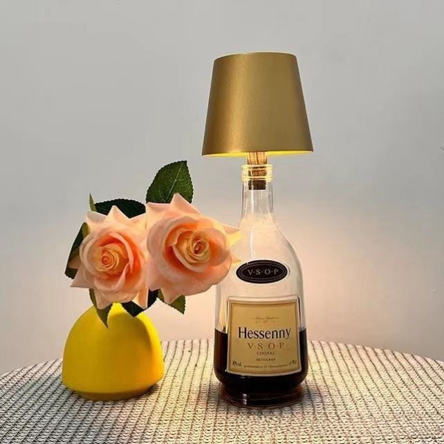 Red Wine Bottle Table Lamp – Creative Glass Accent Light with 3-Level Dimmer