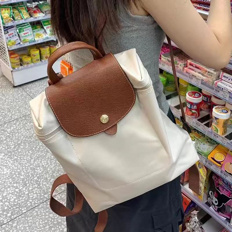 Women's Nylon School Backpack – Stylish Embroidered Shoulder Bag