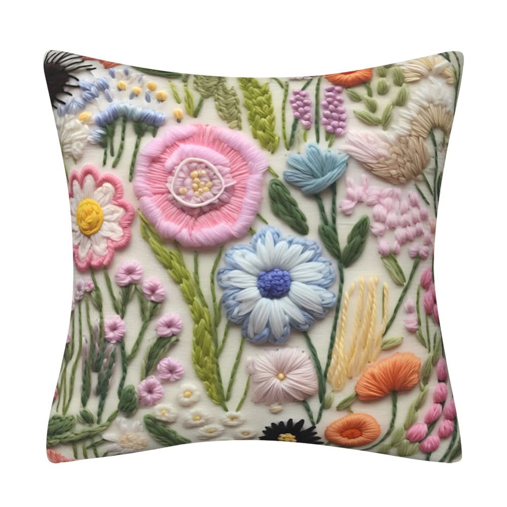 3D Imitation Embroidery Flower Pillow Cover