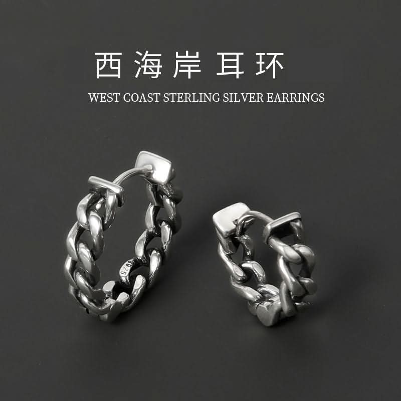 Men’s Minimalist Silver Hoop Earrings – Punk Hip-Hop Fashion
