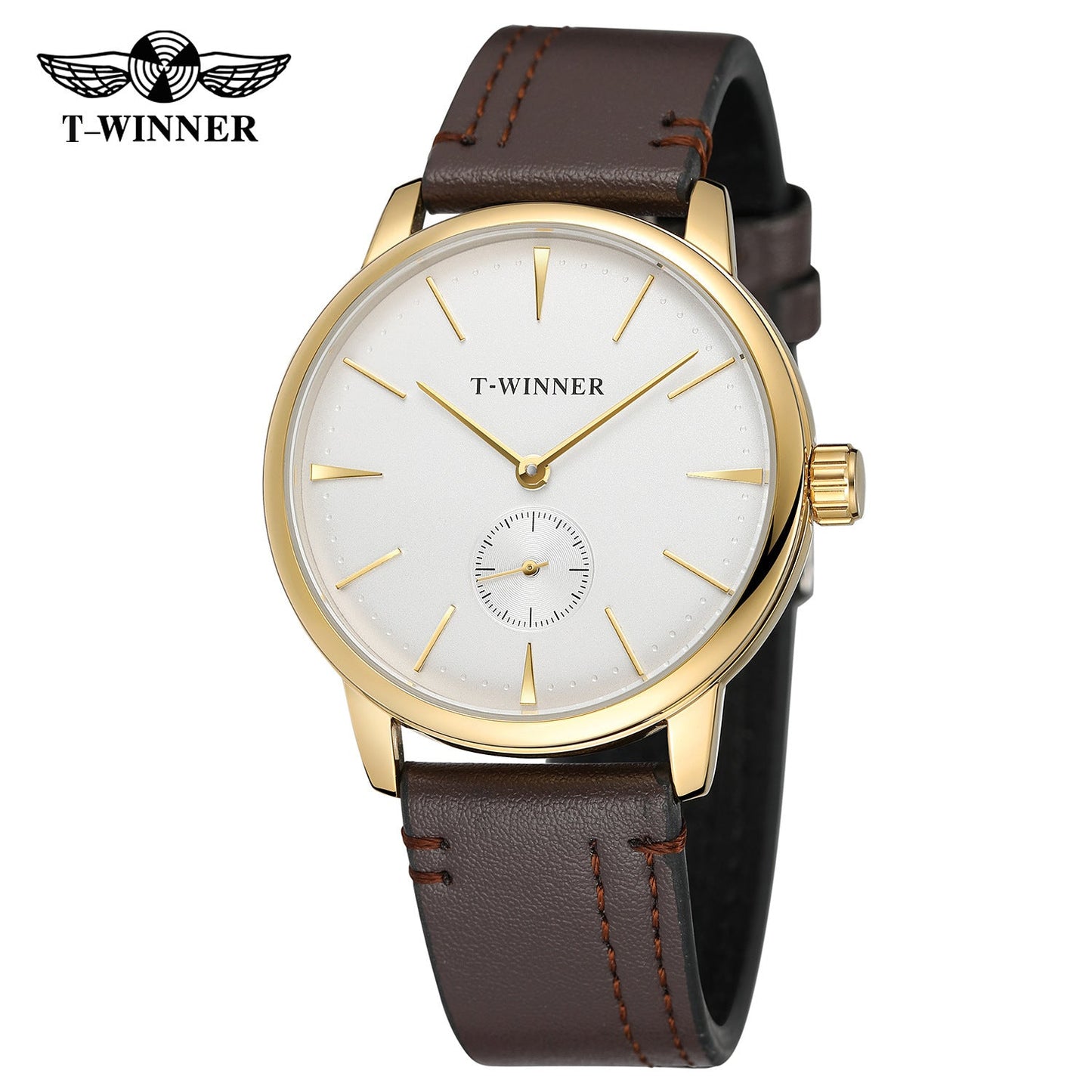 T-WINNER Waterproof Mechanical Watch for Men – Leather Strap Automatic Timepiece