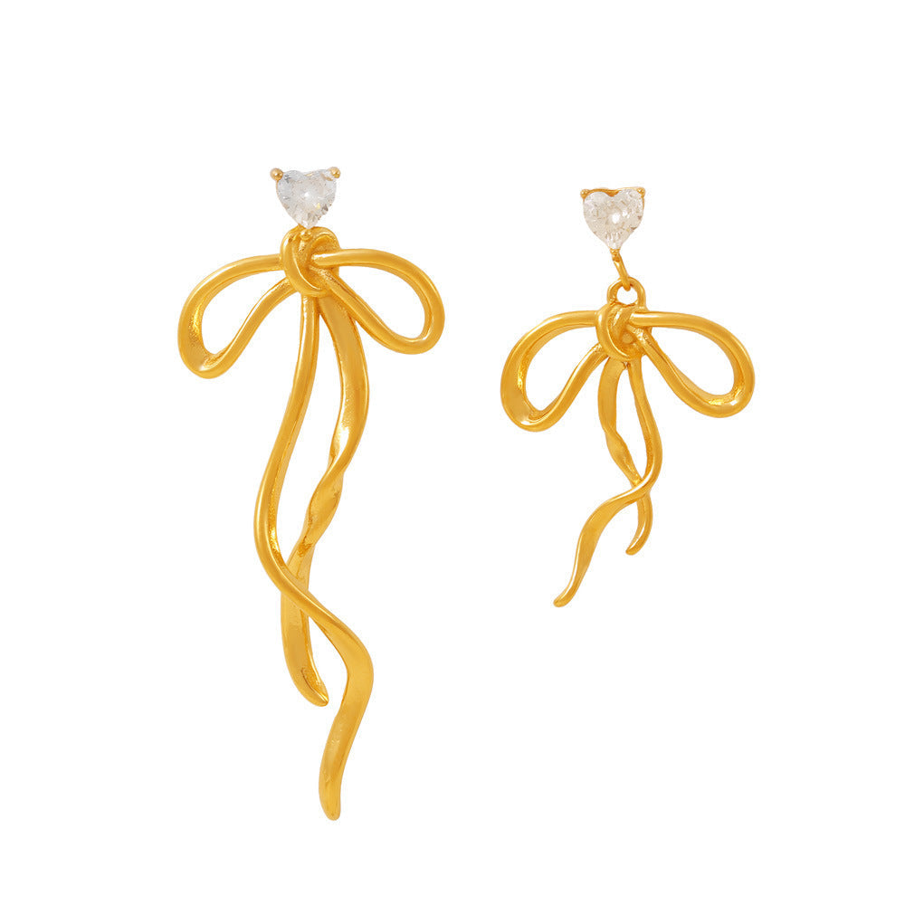Zircon Bow Earrings for Women – Titanium Steel | Trendy Statement Jewelry
