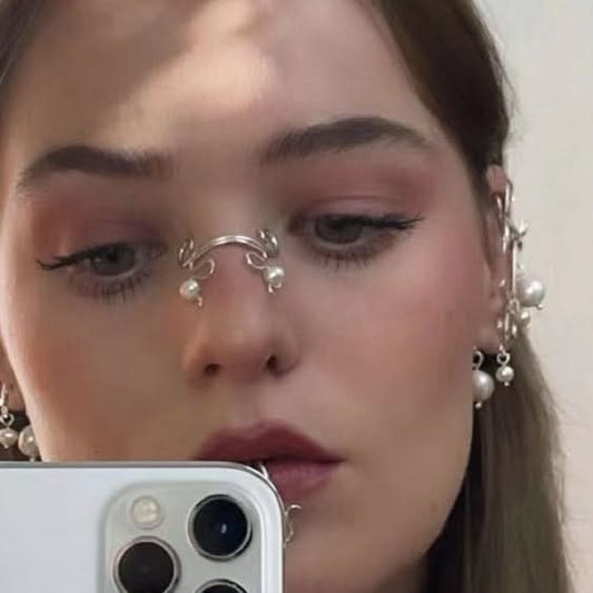Geometric Pearl Inlaid Punk Nose Clip