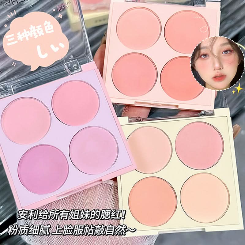 MINSHZEE 4-Color Blush Palette – Matte, Natural Glow Cheek Makeup