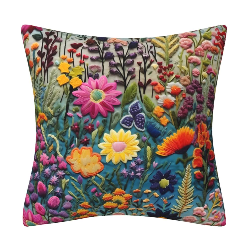 3D Imitation Embroidery Flower Pillow Cover