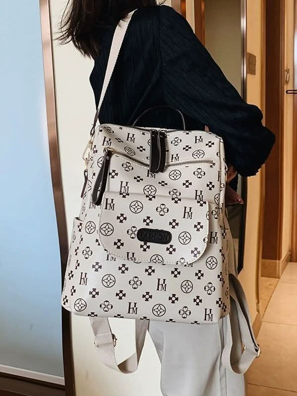 Women's PU Leather Backpack – Large-Capacity Fashion Travel & School Bag