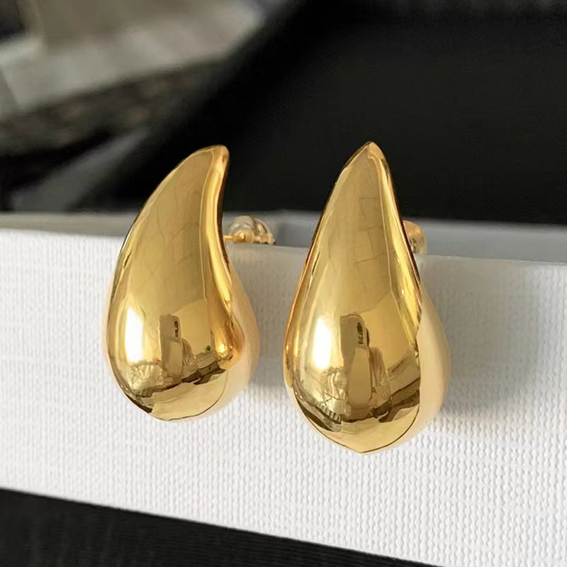 Molten Drop Metal Earrings – Bold Minimal Teardrop Stud Earrings for Women