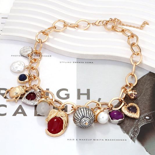 Vintage Pearl Heart Pendant Necklace – Palace Style Statement Jewelry for Women