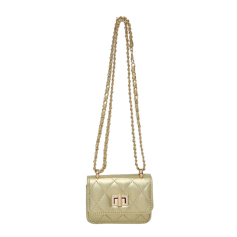 Trendy Diamond Chain Crossbody Bag for Women – Solid Color Small Shoulder Purse