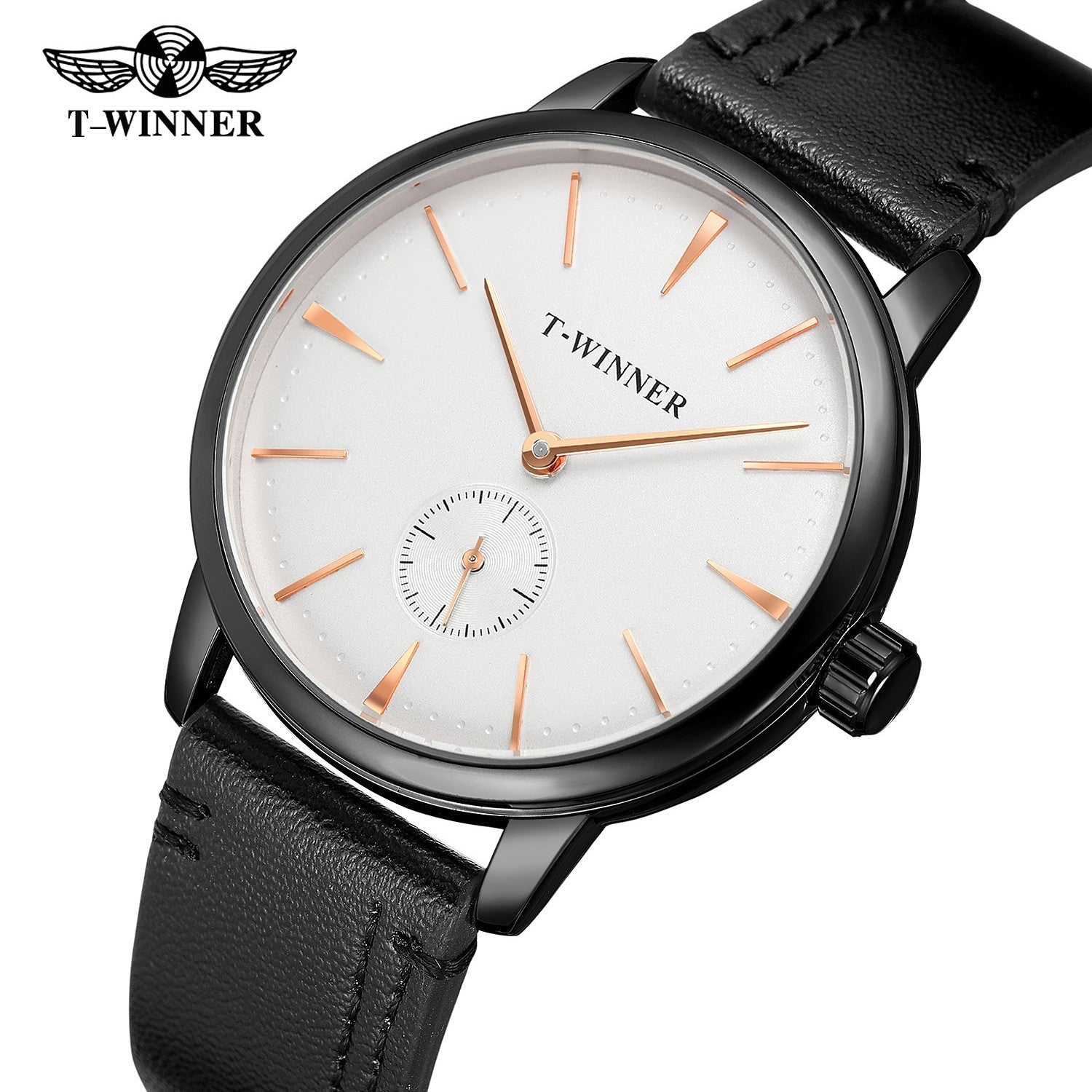 T-WINNER Waterproof Mechanical Watch for Men – Leather Strap Automatic Timepiece