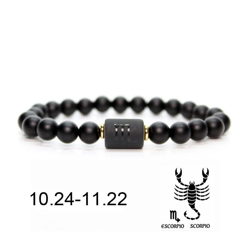 12 Constellations Black Agate Bracelet – Unisex Zodiac Bracelet