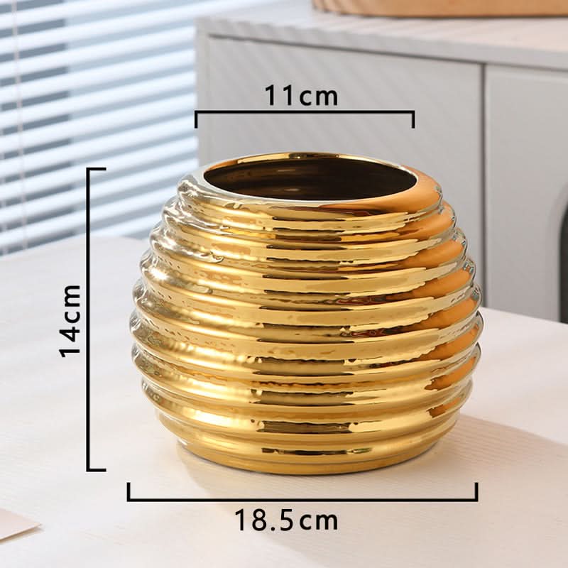 Elegant Golden Ceramic Phalaenopsis Orchid Pot