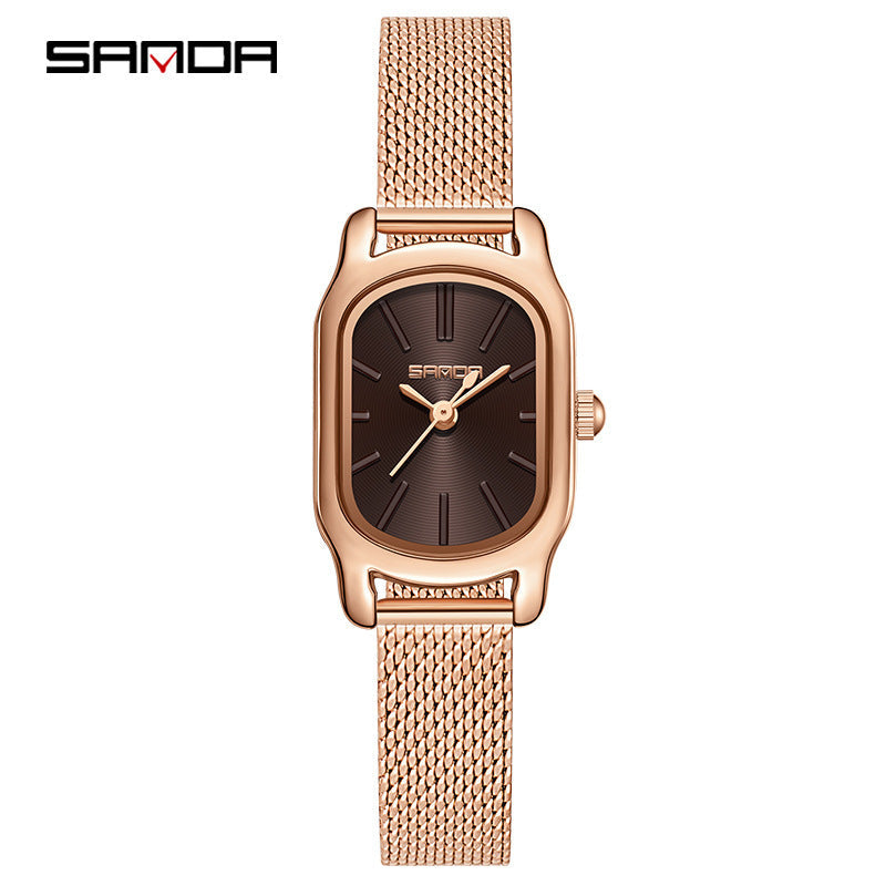 Sanda Women’s Mesh Quartz Watch – Waterproof Casual Square Dial Fashion Watch