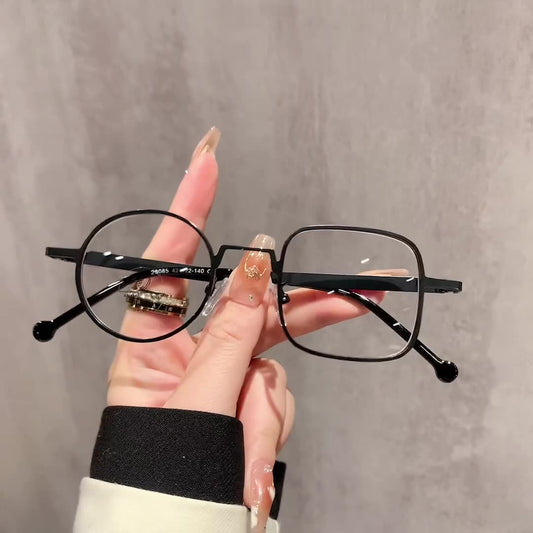 Asymmetrical Anti-Blue Light Glasses – Retro Japanese Style Metal Eyewear for Myopia