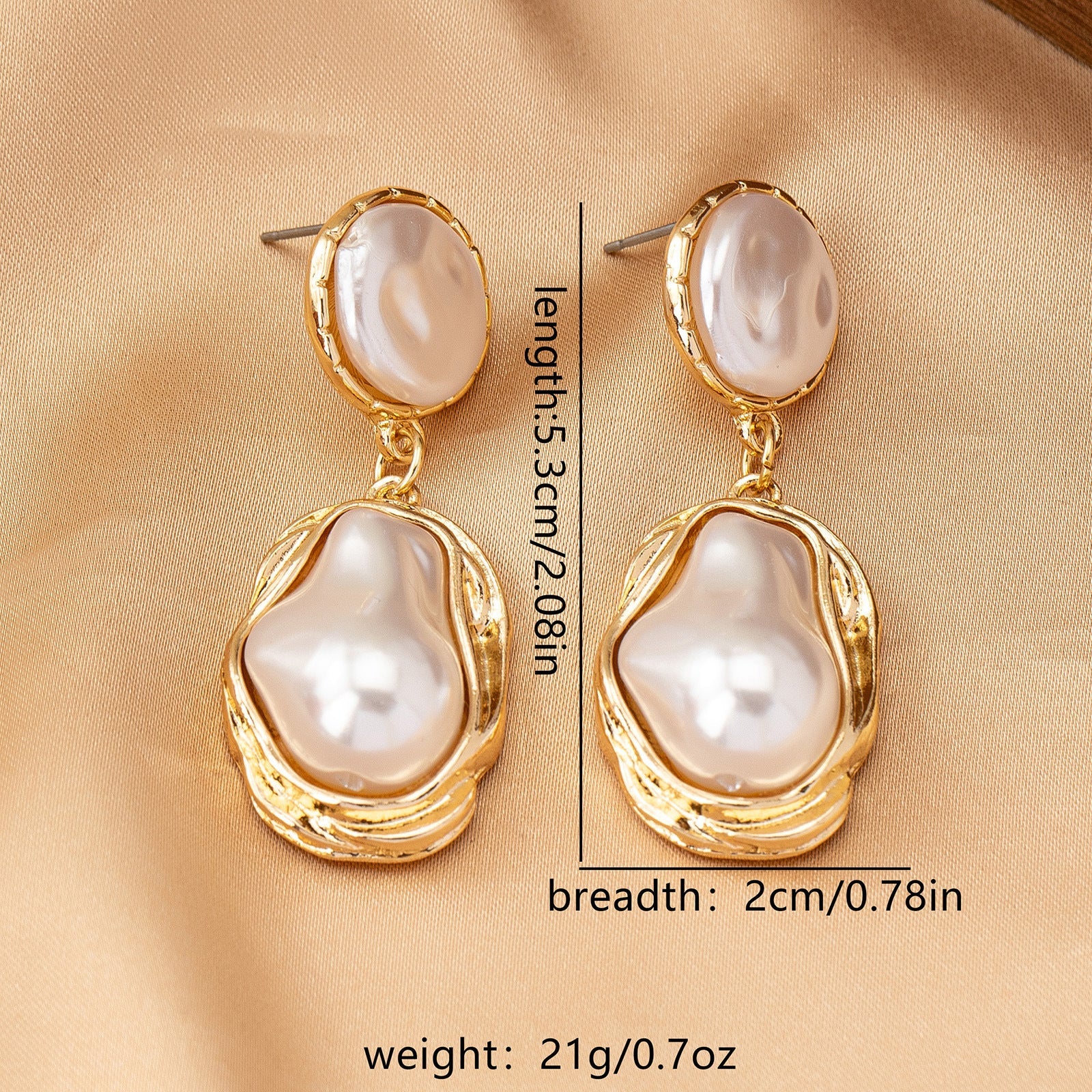 Baroque Pearl Earrings for Women – Alloy Retro Geometric Fashion Jewelry