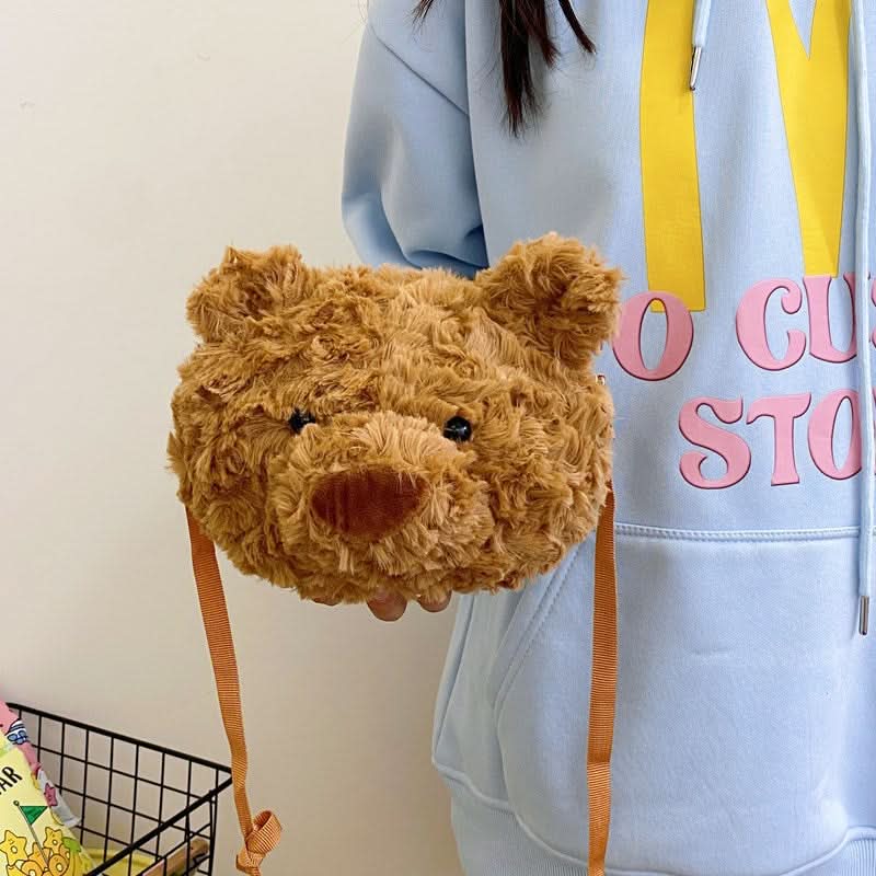 Cute Plush Bear Shoulder Bag – Multi-Function Backpack & Toy Doll Bag