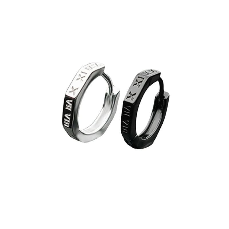 Men's Roman Numeral Earrings – Geometric Studs, Simple & Trendy Design