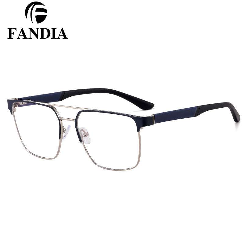 Men’s Metal Frame Anti-Blue Light Myopia Glasses – UV400 Flat Mirror Eyewear