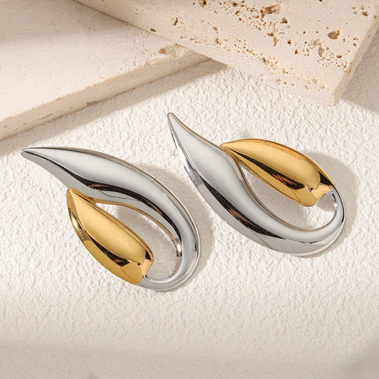 Gold & Silver Geometric Earrings – Titanium Steel Minimalist Jewelry for Women