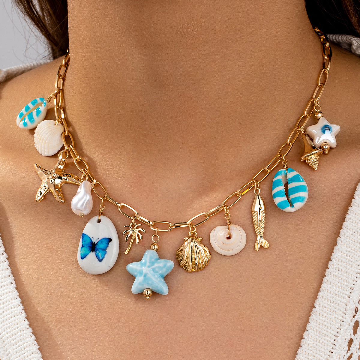 Ocean Charm Pendant Necklace for Women – Beach Style Alloy Jewelry