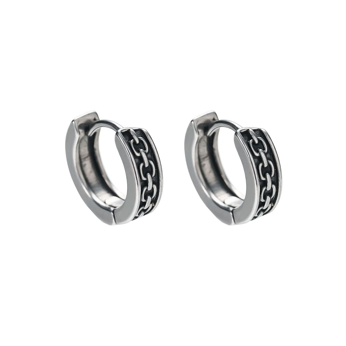 Men’s Trendy Chain Hoop Earrings – Retro Street Style Jewelry