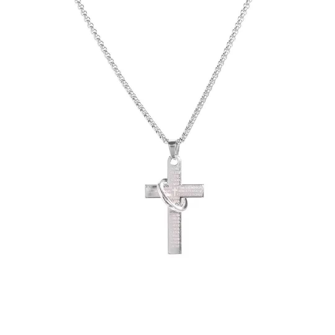 Men’s Fashionable Cross Pendant Necklace – Hip-Hop Style
