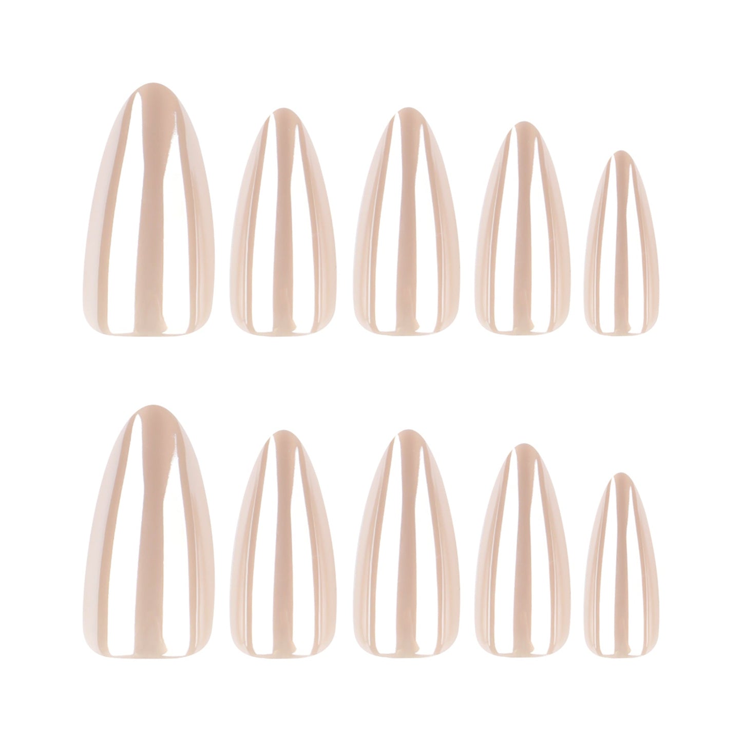 Pearl White Chrome Press-On Nails – Long Almond Glossy Acrylic Set