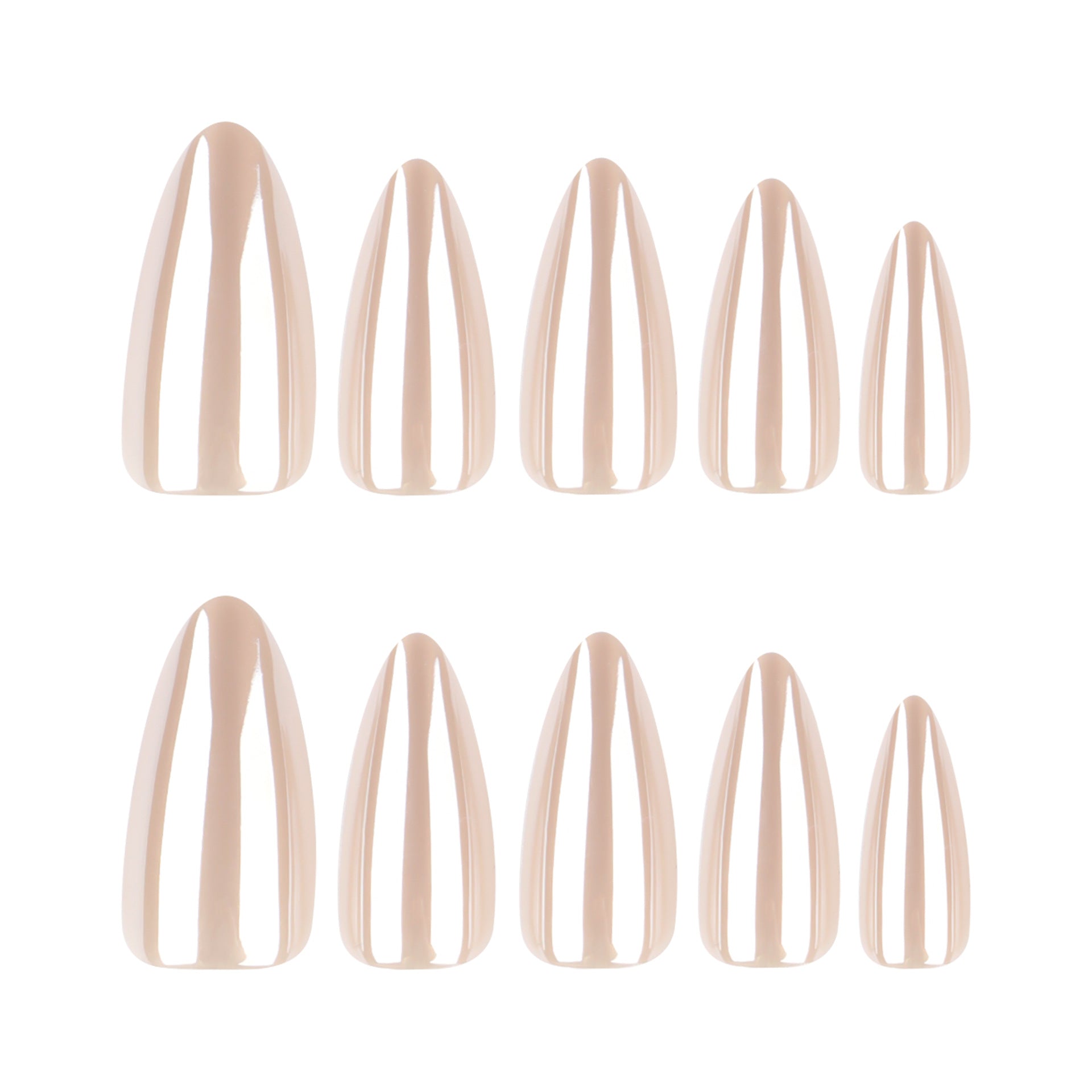Pearl White Chrome Press-On Nails – Long Almond Glossy Acrylic Set