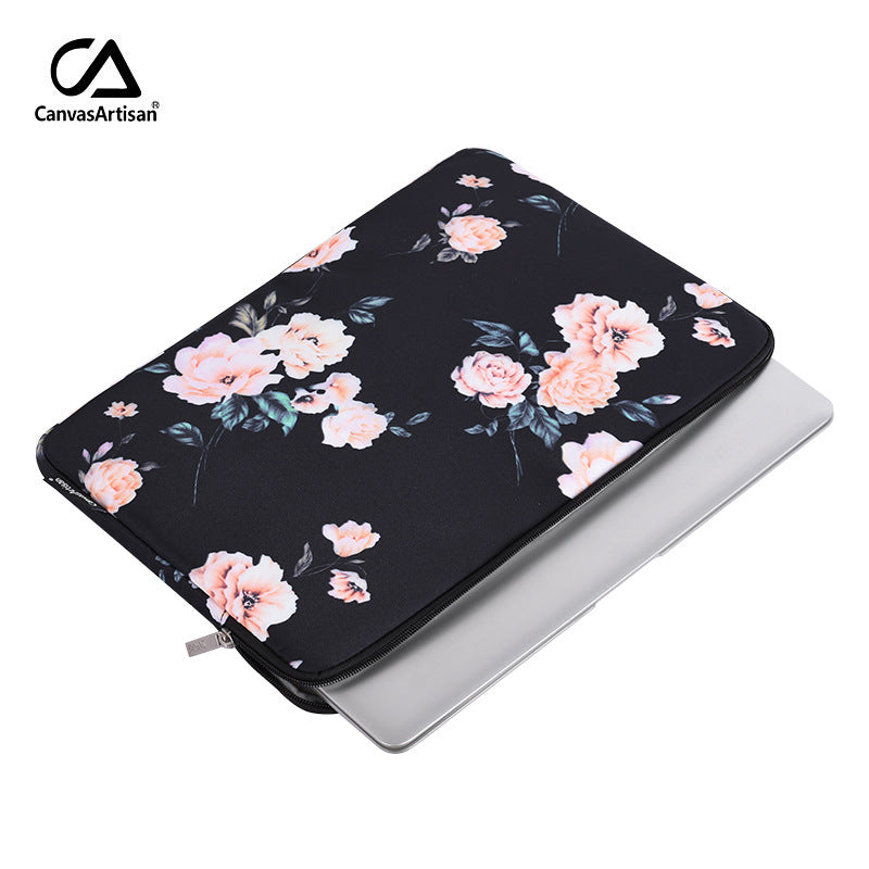 Waterproof Laptop Sleeve with Romantic Rose Print – Shock-Resistant Protective Case for 11-15 Inch