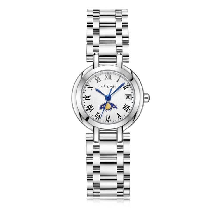 Women’s Elegant Star & Moon Quartz Watch – Stainless Steel