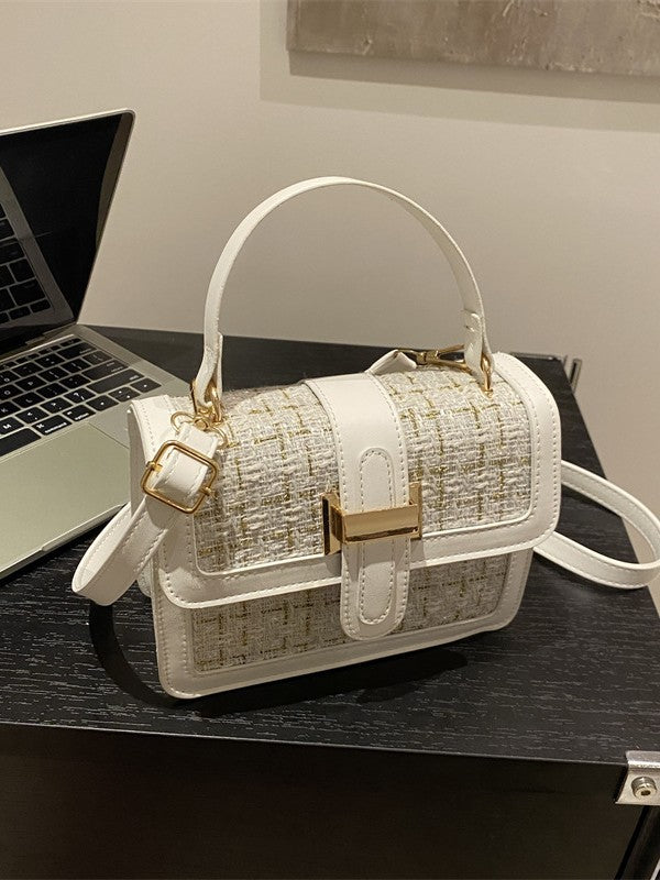 Woven Plaid Small Handbag – Chanel-Inspired PU Crossbody Bag for Women