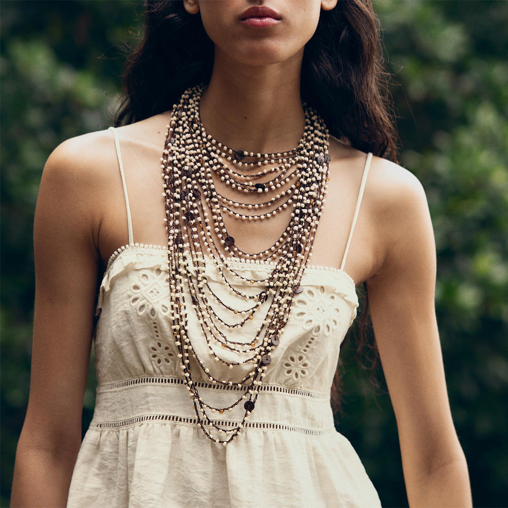 Bohemian Multi-Layer Beaded Necklace – Handmade Statement Jewelry for Women