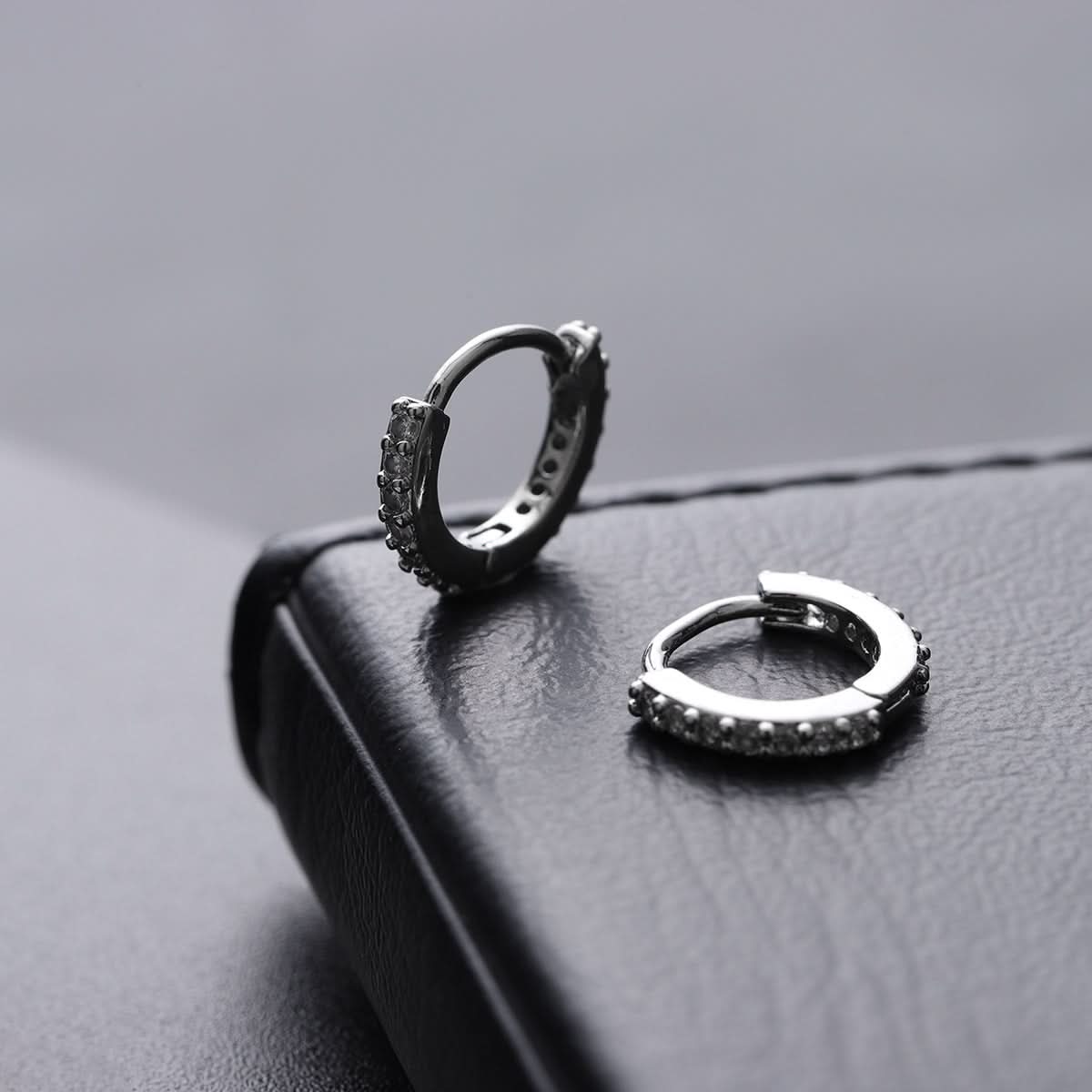 Men’s Trendy Zircon Hoop Earrings - Round Crystal Jewelry