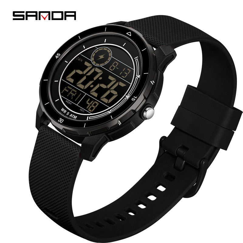 Sanda Men’s Sports Digital Watch – Multifunctional, Silicone Strap, Outdoor Student Watch