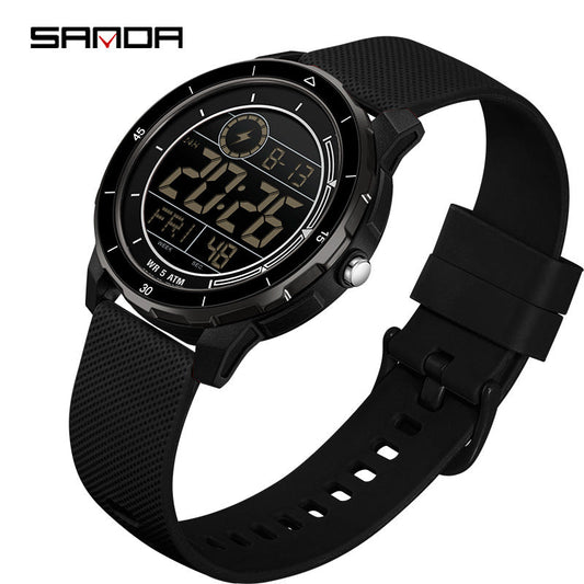 Sanda Men’s Sports Digital Watch – Multifunctional, Silicone Strap, Outdoor Student Watch