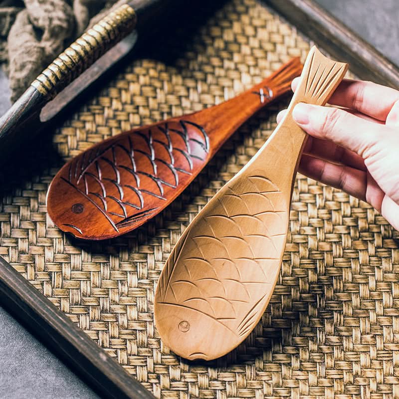 Japanese Fish-Shaped Wooden Rice Spoon