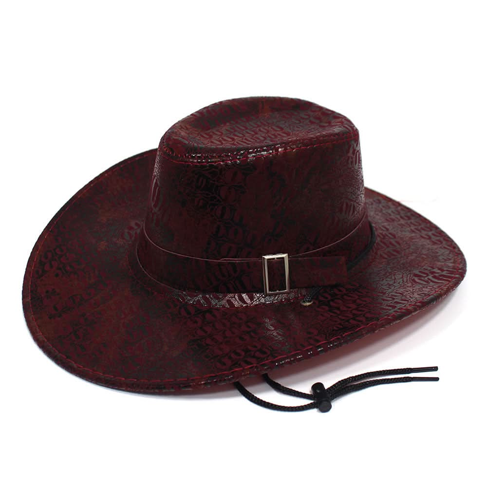 Unisex PU Leather Cowboy Hat – Crocodile Pattern Western Jazz Hat