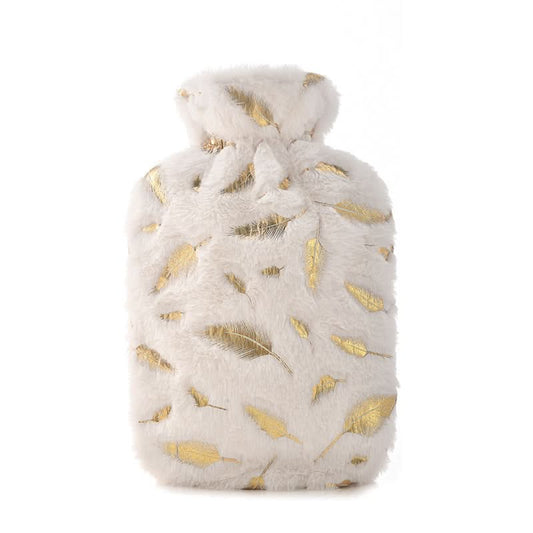Leaf Pattern Hot Water Bottle with Flannel Cover