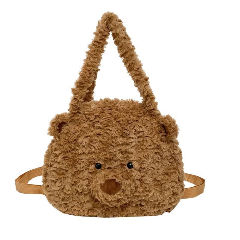 Cute Plush Bear Shoulder Bag – Multi-Function Backpack & Toy Doll Bag