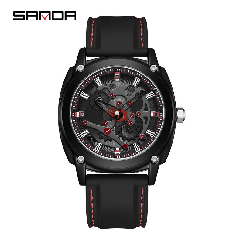 Sanda Men’s Outdoor Quartz Watch – Silicone Strap, Waterproof Shockproof Sports Watch