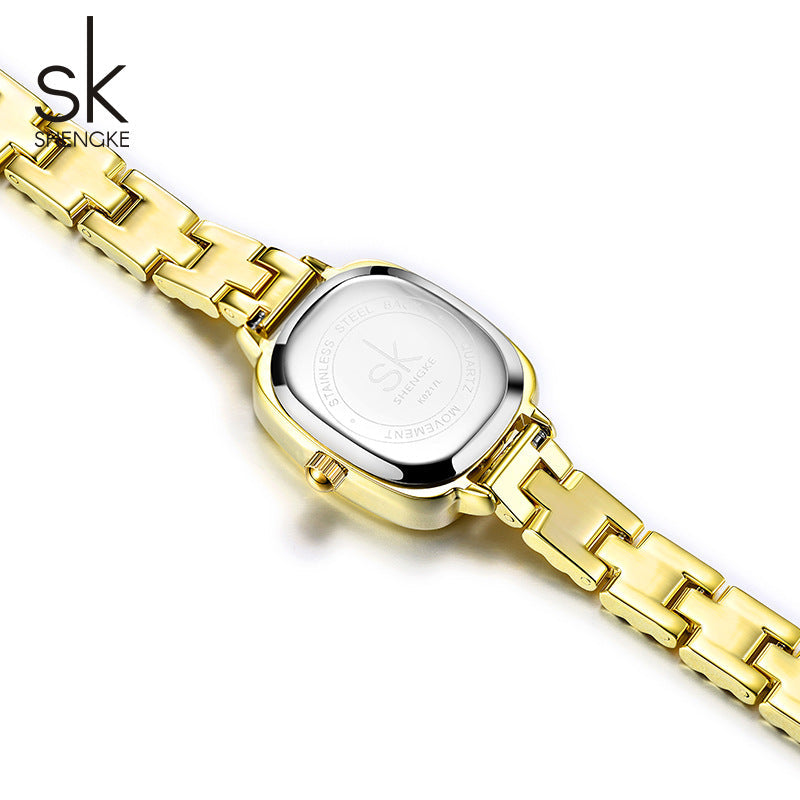 SK Women’s Quartz Watch – Small Square Dial, 30M Waterproof Fashion Wristwatch