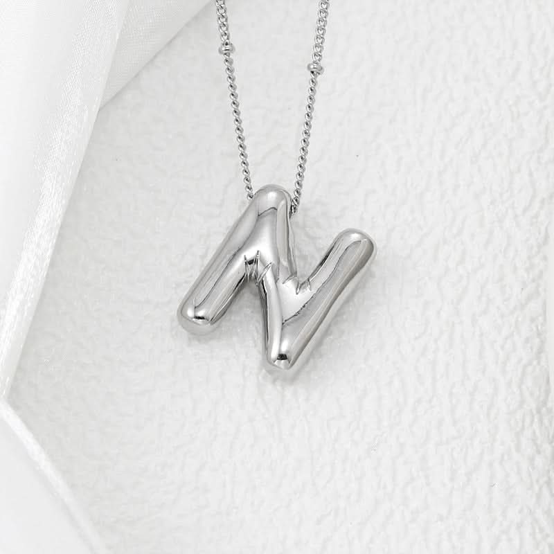 Silver-Plated Alphabet Pendant Necklace – Hip-Hop Style