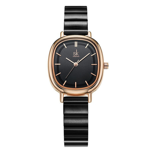 SK Women’s Quartz Watch – Oval Dial, Stainless Steel Strap, 30M Waterproof Wristwatch
